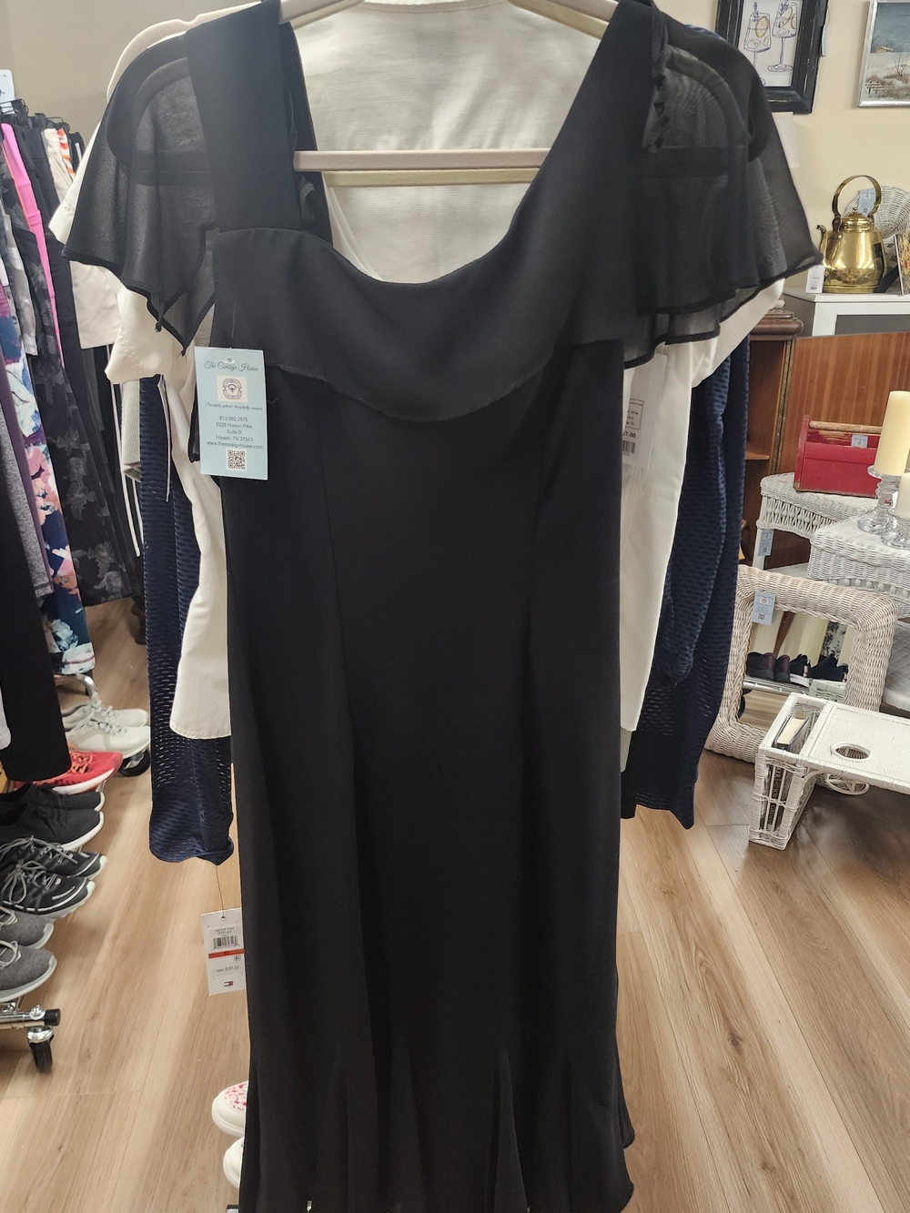 SL Fashions Black One-Shoulder Evening Dress